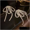 Stud Earrings Bowknot Pearls Ear Pendant Long Fringe Bows Beaded Earwear Anniversary Eardrop Accessory For Women Drop Delivery Jewelry Otfol