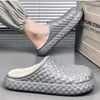 Chinelos sapatos de inverno para homens à prova d'água antiderrapante casa quente homem 2024 interior fechado dedo do pé de pelúcia slides sola macia casual