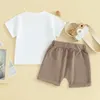 Kledingsets Baby Boy Girl Tante Outfit Zomer 2 stuks Neef Bijpassende outfits Letter Print Korte mouw T-shirt Effen shorts