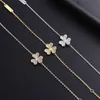 Brand charm Van Four Leaf Grass Jewelry Womens Three Full Diamond Bracelet Simple Lucky Light Luxury