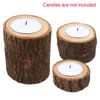 Candle Holders Set Of 3 Tea Light Table Candlestick Holder Wooden Wedding Handmade Rustic Romantic Natural Home Decor Dinner Party