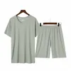 Duży rozmiar l-6xl męskie uśpiona letnia jedwabna jedwabne krótkie rękawy piżamy