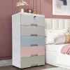 Drawers Plastic Drawers Dresser Storage Cabinet 5 Drawer Stackable Vertical Clothes Storage Tall Small Closet Home Furniture