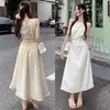 Summer Halter Cutout Sleeveless Tassel Hem Holiday Beach Women Long Dre 240322