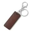 monogram Personalized lettering Leather wood key chain Beech Key ring Wooden key chain