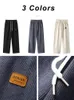 2023 Winter Corduroy Sweatpants Men Drawstring Fleece Lined Thick Warm Wide Leg Straight Casual Pants Male Loose Trousers N0ty#