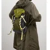 Рюкзак корейской моды большой емкости для кемпинга горная сумка в стиле пэчворк контрастного цвета на шнурке Y2k для путешествий женский Mochila