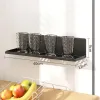 Racks Kitchen Fridge Organizer Rack Magnetic Refrigerator Storage Shelf Wall Mounted Spice Rack PunchFree Hanging Water Cup Holder