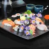 Fiori decorativi 2 pezzi Piatto Sashimi Decorazione Sposa Posate Piante artificiali Ornamento in plastica