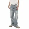 Syuhgfa Trend Men's Vintage Jeans Harbour Style Distred Wed Baggy Denin Pant Loose Srteetwear Niche Design Man Trousers 269l#