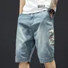 men Denim Jeans Shorts Straight Denim Shorts Multi-pocket Jeans Good Quality Men Loose Casual Short Jeans Knee Length c7I6#