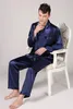 silk Satin Sleepwear Pajama Set Lg-Sleeve Sleep Tops Men Casual Nightwear 2PCS Home Suit Pants Pyjama Nightgown Plus Size 5XL I3tQ#