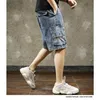夏のメンズFIポケットバギージーンズショーツルーズストレートカプリジーンズメン用ストリートウェアカーゴショートパンツROPA HOMBRE K7ZZ＃