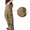 Överaller militära lastbyxor män Cott Casual Multi Pocket Tactical Pants Pantal Hombre Streetwear Straight LG Byxor I8HD#