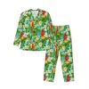 Pijamas Mens Tropical Floral Imprimir Lazer Pijamas Papagaio e Folha Duas Peças Conjuntos de Pijama Casual Lg Mangas Linda Casa Terno z47W #