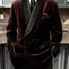 1 pc Velvet Smoking Jacket Châle Revers Loose Men Suit Prom Blazer Retro Dîner Male Male Coat 2024 Dernières Designs 240313