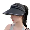 Crema solare per donna, Copertura per il viso, Sport all'aria aperta, Versione coreana con top vuoto, Lettera di moda estiva, Cappello a tesa larga, Tendenza del cappello da sole da donna