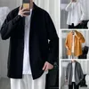 Men's Casual Shirts Spring Autumn Men Lapel Long Sleeve Shirt Tops Solid Color Loose Fit Thin Single Breasted Workwear