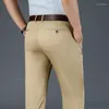 Pantalon d'été Ultra-fin pour hommes, vêtement d'affaires décontracté, Anti-rides, sans fer, taille haute, droit, élastique