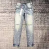 Designer-Herrenjeans, lila Jeans, Denim-Hose, Distressed-Riss-Jeans, Biker-Jeans, Slim-Fit, Motorrad-Herrenbekleidung, Größe 30–40