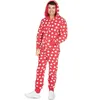 Hommes Lg manches pyjamas décontracté imprimé à capuche combinaison mâle pyjama fermeture éclair en vrac hiver chaud combinaison vêtements de nuit pour homme chaud H49e #