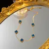 Новая мода 18-каратное позолоченное ожерелье из нержавеющей стали, многоцветное четырехлистное лепестков клевера, цветочный дизайн, подарок для женщин и девочек