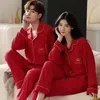 Cott New Cardigan Couples Fleose Red Men's Pajamas Damska odzież dla odzieży nocnej w rozmiarze Autumn Spring PJS Ubrania domowe P6AL#