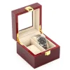 Modules Nieuwe houten horlogedoos Rode horlogeverzameldoos met gouden slot Sieradenorganizer voor dames