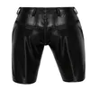 Herren Leder Enge Shorts Voller Reißverschluss Vorderer Hintern Schnappverschluss Workout Gym Mittelhose für Sporttraining Laufen Fitn Q4BJ #