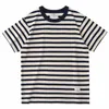 Retro Short Sleeved Ameka American Casual Crewneck Cott Striped T-shirt Men's Leggings X0TQ#