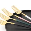 Set JANKNG 24 pezzi Set da tavola in oro bianco Stoviglie in acciaio inossidabile Cucchiaio Forchetta Coltello Posate da cucina Set di posate per alimenti