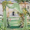 Decoration Sage Green Wedding Arch Chiffon Sheer Drapes for Baby Shower Birthday Party Backdrop Curtains Christmas Decoration Home Supplies