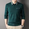 Coodrony New Autumn Winter Men's Top Cracted Printing Soft Close Skin Tight Elastic Polo-Neck tröjor för manlig gåva S6121 P0VZ#