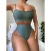 New sexy solid color high waist vest swimsuit sp001