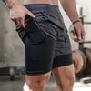 2023 Camo Running Shorts Men 2 in 1 Double Deck Dry Gym Sport Shorts Fitn Shoiling Shorts Men Sports Short Pants T4ii#