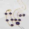 Earrings Necklace Fashion classic High quality five-leaf flower set Necklace Earrings Flower Women Girls jewelry for party everyday wear L240323