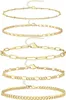 Reoxvo Dainty Set di Bracciali a Catena per Donna Braccialetti a Catena Placcati in Oro Reale 14K per Donna Braccialetti Impilabili in Oro alla Moda per Gioielli Regali Donna Regolabili