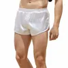 Hommes Sexy Sleep Bottoms Lounge Homewear Pyjama Pantalon Faux Satin Pyjama Shorts Lâche Été Homme Sous-Vêtements Boxers Vêtements De Nuit Shorts R7jB #