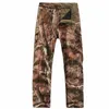 Mens Fleece Warm Casual Pantaloni tattici militari Camoue Pant Shark Skin Softshell Pantaloni impermeabili Pantaloni da trekking all'aperto I5Sg #