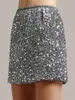 Jupes Femmes paillettes paillettes mini jupe d'été Sparkle élastique haute taille A-Line pour plage de vacances Streetwear esthétique Y2K