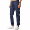 Pantalon homme couleur unie minimaliste basique décontracté cordon pantalon mince grande taille ample jambe droite pantalon Pantales Hombre L779 #