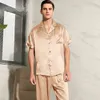 Birdsky、1Set Men Pajamas Pijamas Pajama PJ Set Men Nightwear Semplee Sleepwear 19mm 100％Silt Satin Solid、S-332 L7H9＃