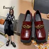 Dress Shoes Brangdy Genuine Leather Women Spring 2024 Fashion Round Head Bow Girl Thick Heel British Style Loafers