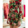 Casual Jurken Jurk Met Lange Mouwen Geborduurd Feest Bloemen Mode Dames Bodycon