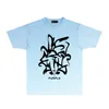 자주색 브랜드 TSHIRT 디자이너 남성과 여성용 PUR043 초록 스케치 인쇄 짧은 슬리브 티셔츠 고품질 트렌디 한 Tshirt 크기 S-XXL
