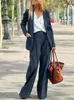ZANZEA 2PCSホリデー衣装スタイリッシュなトラックスーツの女性秋の長袖ラペルネックブレザーパンツセットファッションOLワークマッチ240314