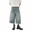 Firmranch 2023 Azul Baggy Jorts para Homens Mulheres Oversized Mid-length Shorts Jeans Nono Calças Jeans Streetwear Navio Livre r85a #