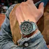 Новые модные элитные мужские часы с высоким внешним видом, легкие, роскошные, многофункциональные, спортивные, водонепроницаемые, со стальным ремнем, красные кварцевые часы