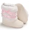 Bottes Mode Hiver Chaud Bébé Fille Garçon Neige Bowknot Doux Chaussons Infantile Enfant En Bas Âge Né Berceau Chaussures 0-18M