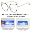 Lunettes de soleil 1PC Creux Cat Eye Métal Cadre Lunettes Anti-Bleu Lumière Bloquant Lunettes Optique Spectacle Ordinateur Protection Verre